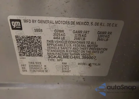 2024 GMC Terrain Fwd Sle z USA, uszkodzony, nr VIN 3GKALMEG4RL399007